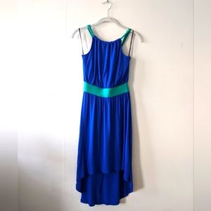 Blue and green halter dress